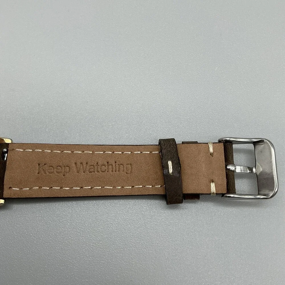 Vintage Seiko Mens Watch 32mm Black Dial Gold Tone Leather 5Y30-7A71 New Battery